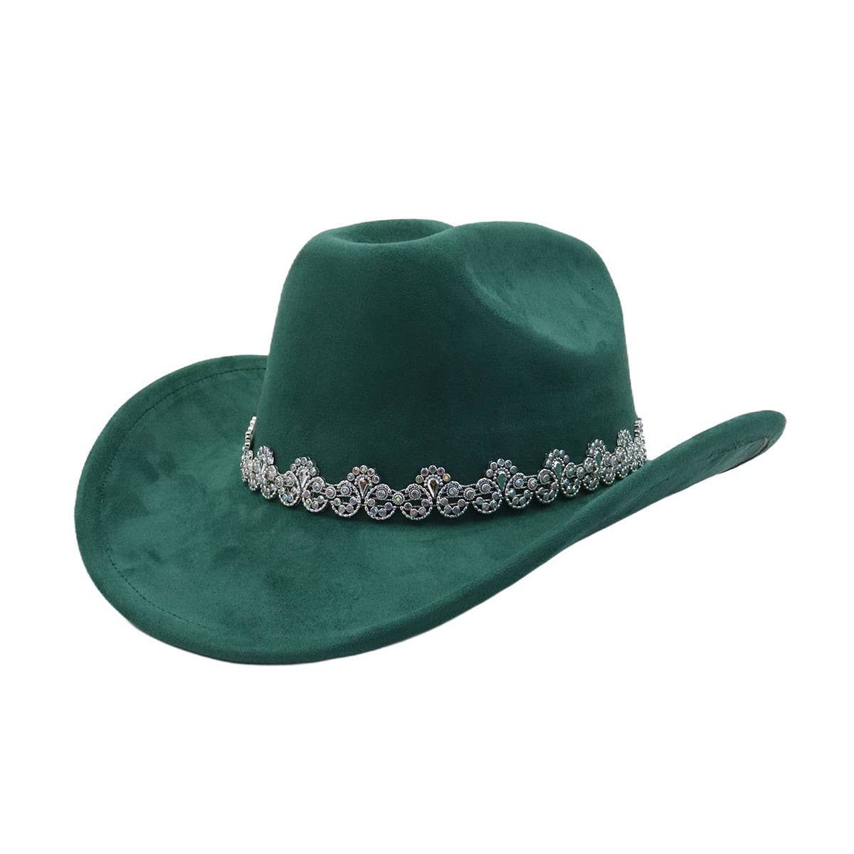 Suede Cowboy Fedora Hat Ethnic Western Style_CWAH04484
