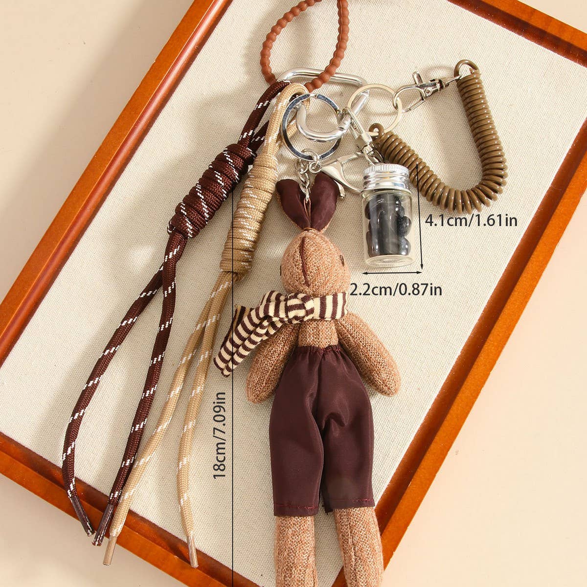 Plush Rabbit with Scarf & Coffee Bean Keychain_CWMM7752