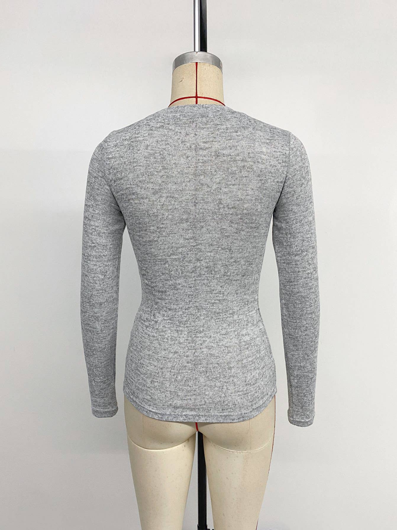 Twisted long-sleeved slimming base T-shirt