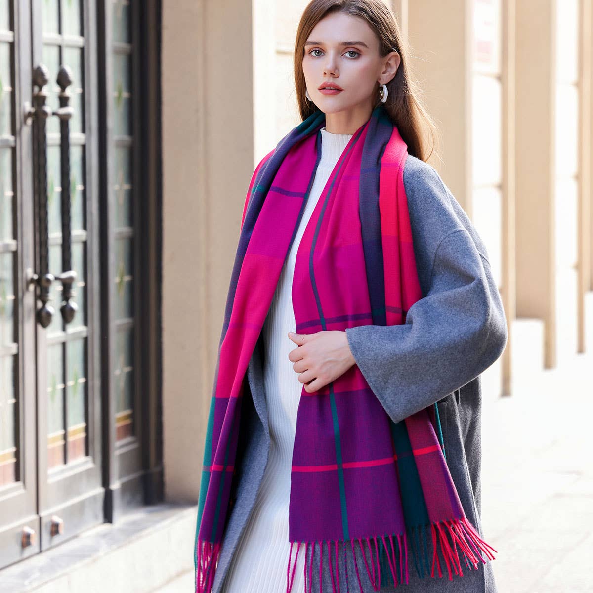 Dopamine color matching cashmere scarf - warm