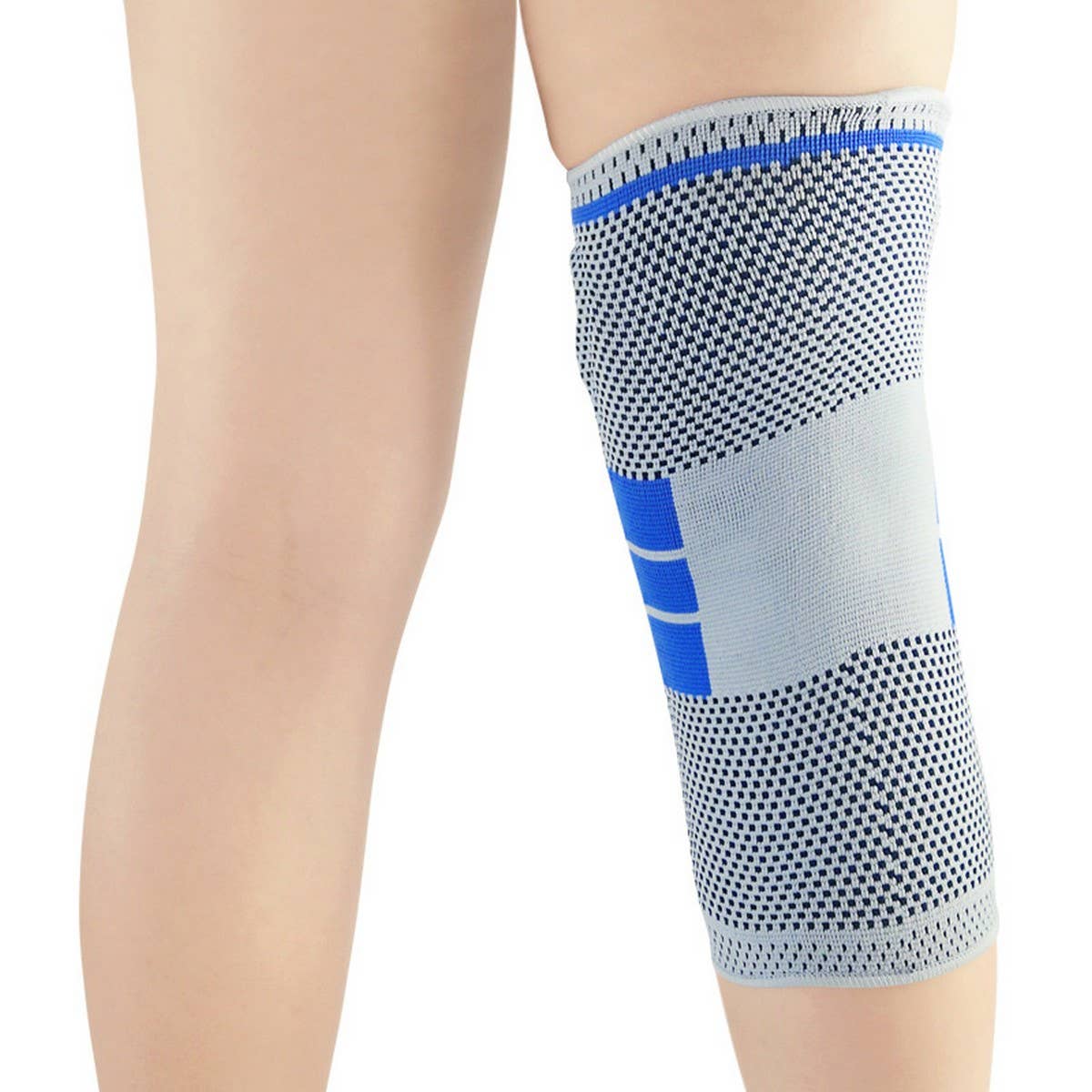 Gray Silicone Pad Knee Brace with Dual Springs