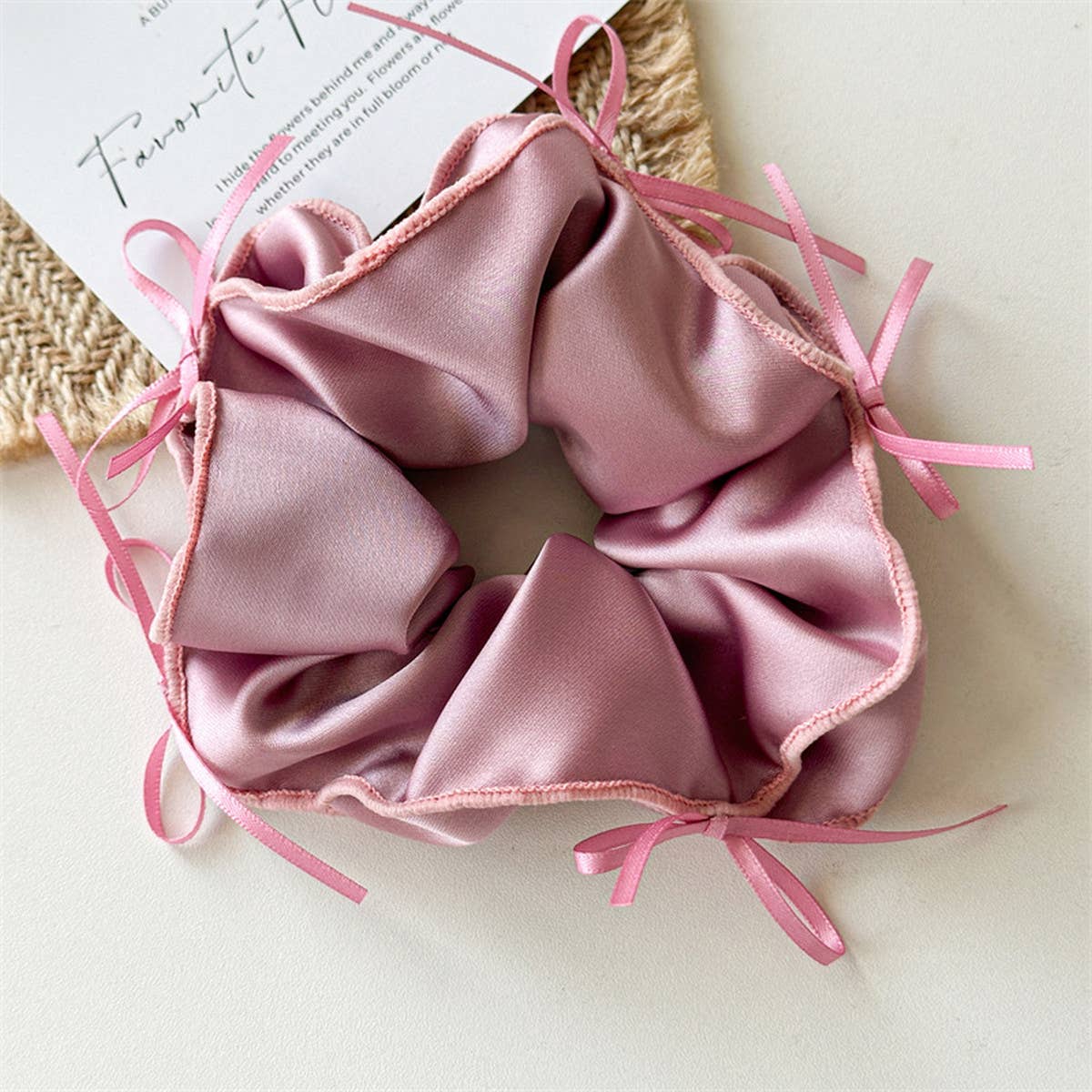 BALL HEAD RUBBER BAND RIBBON BOW HAIR TIE_CWAHA1353