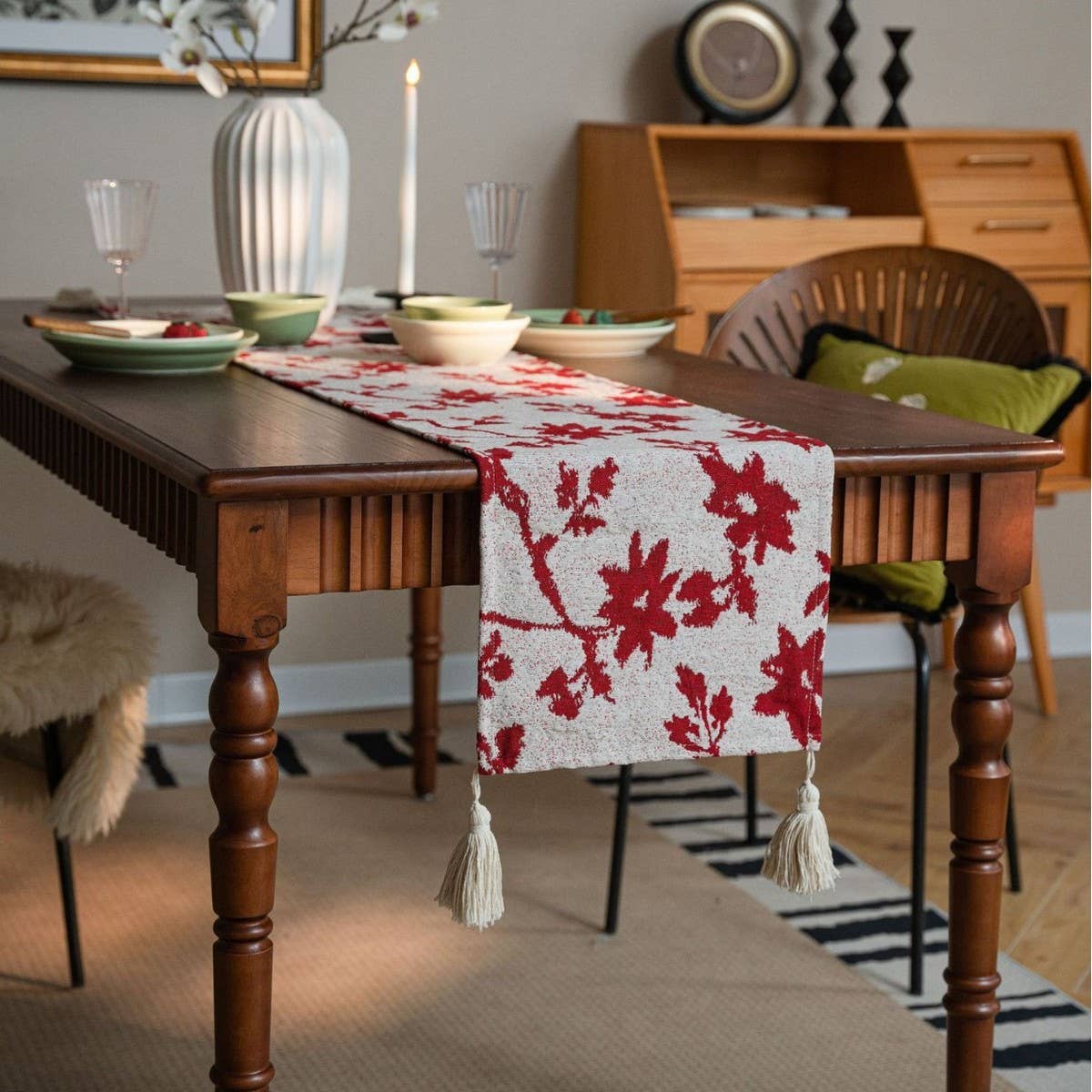 FLORAL FASHION CASUAL TASSEL TABLECLOTH