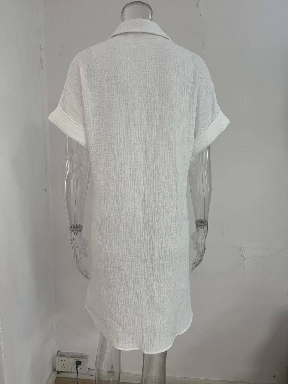 Simple solid-color casual lapel shirt dress
