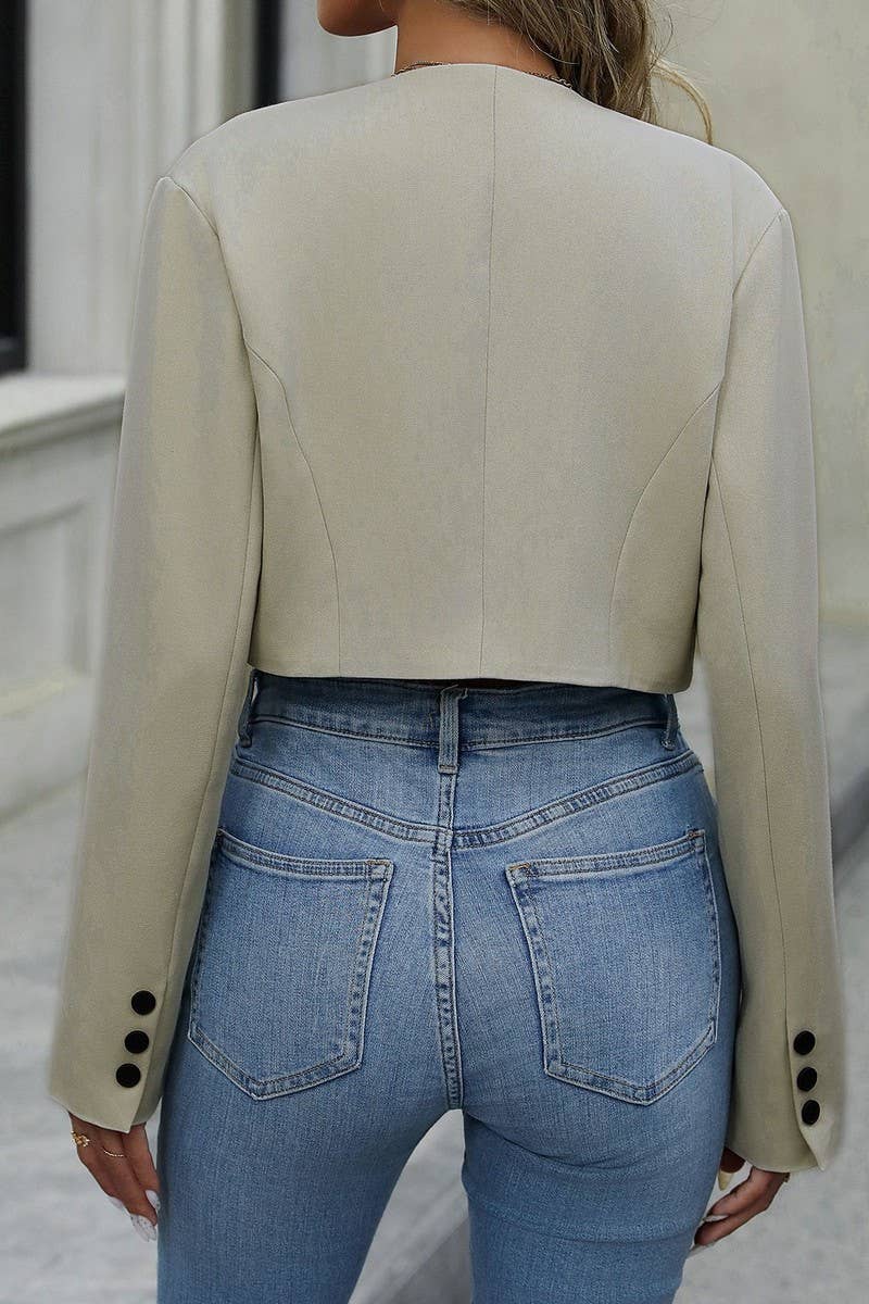 CWOCO1148_2025 NEW TREND SHORT SOLID COLOR SUIT JACKET