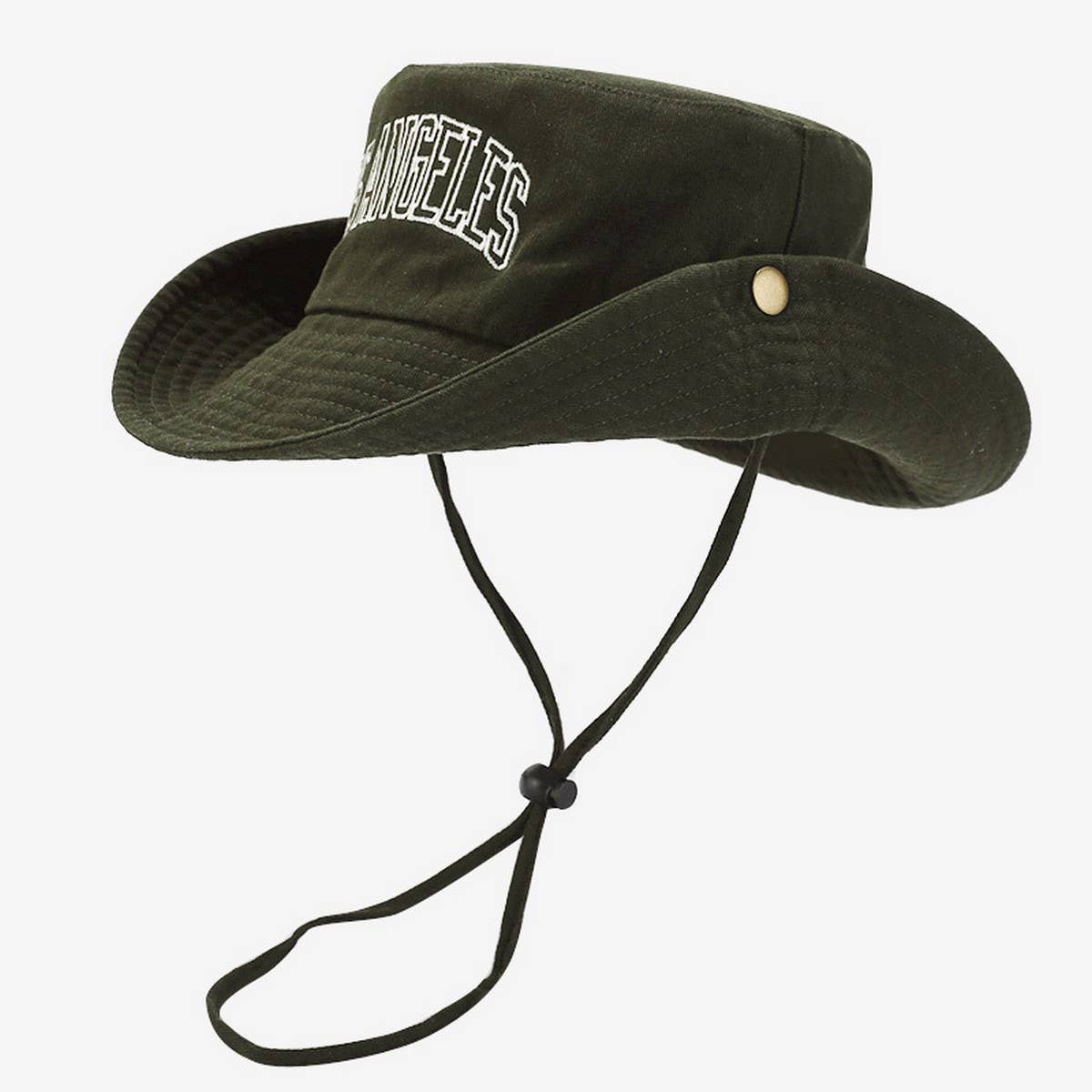 Embroidered Cotton Cowboy Sun Hat with Chin Strap_CWAH3823