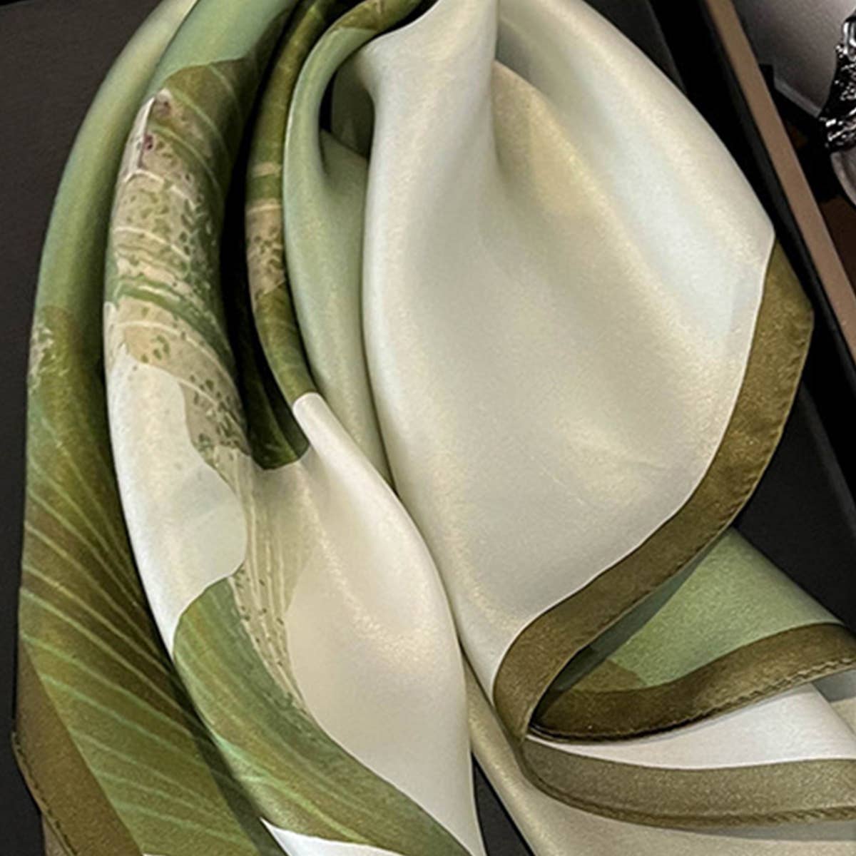 100% Silk Flower Scarf ??Elegant Lotus Print Shawl_CWASC0541