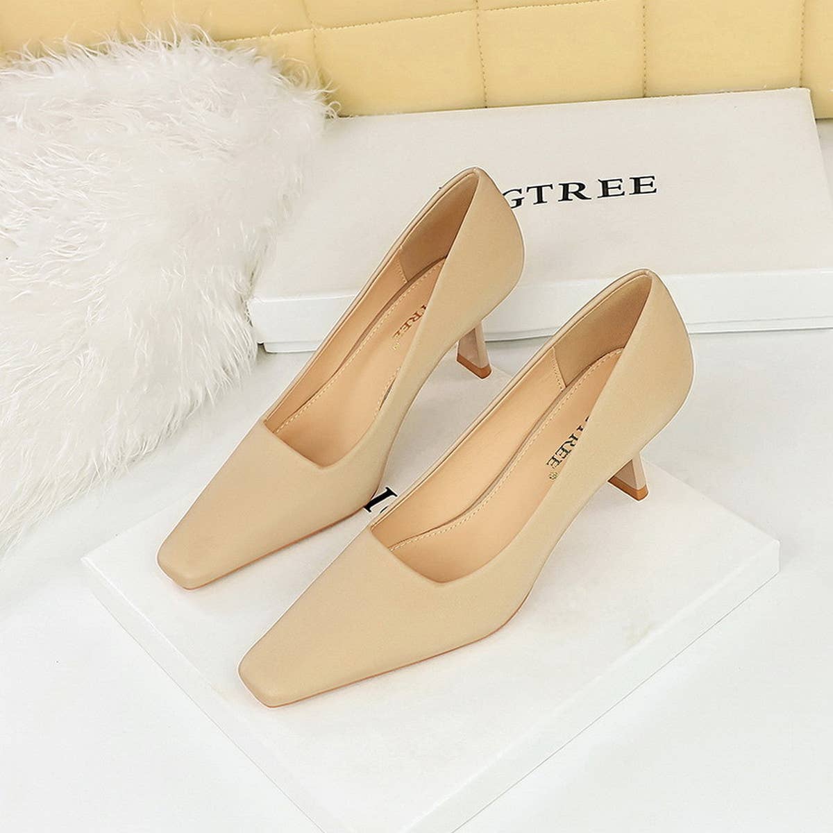 WOMEN SOLID COLOR SHALLOW POINTED TOE HIGH HEELS