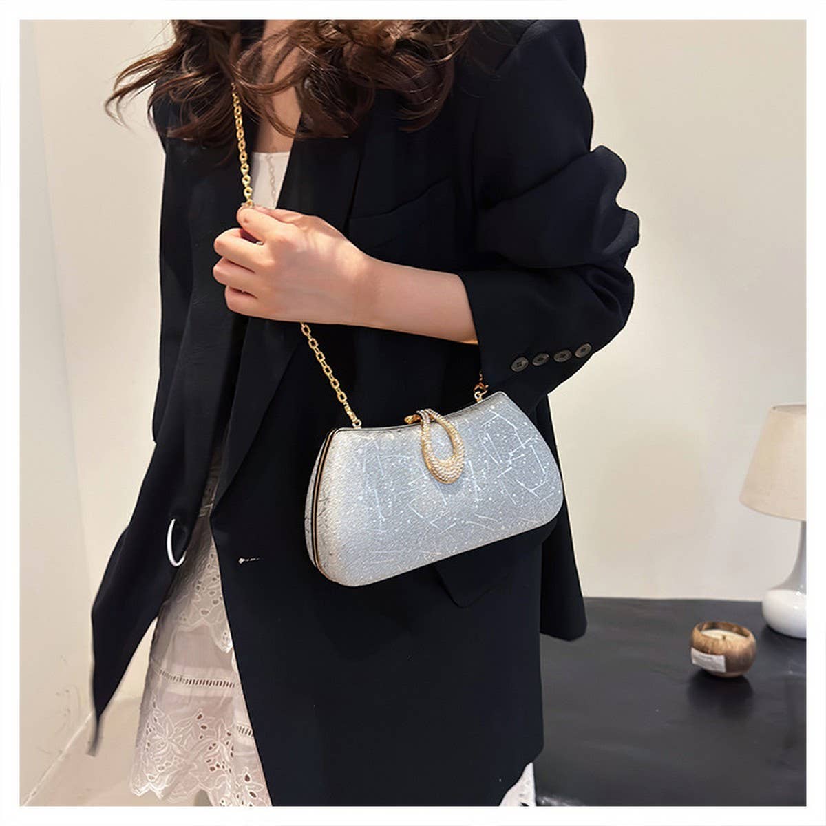 SHOULDER EVENING BAG CHAIN  SQUARE BAG CLUTCH BAG_CWAB3253