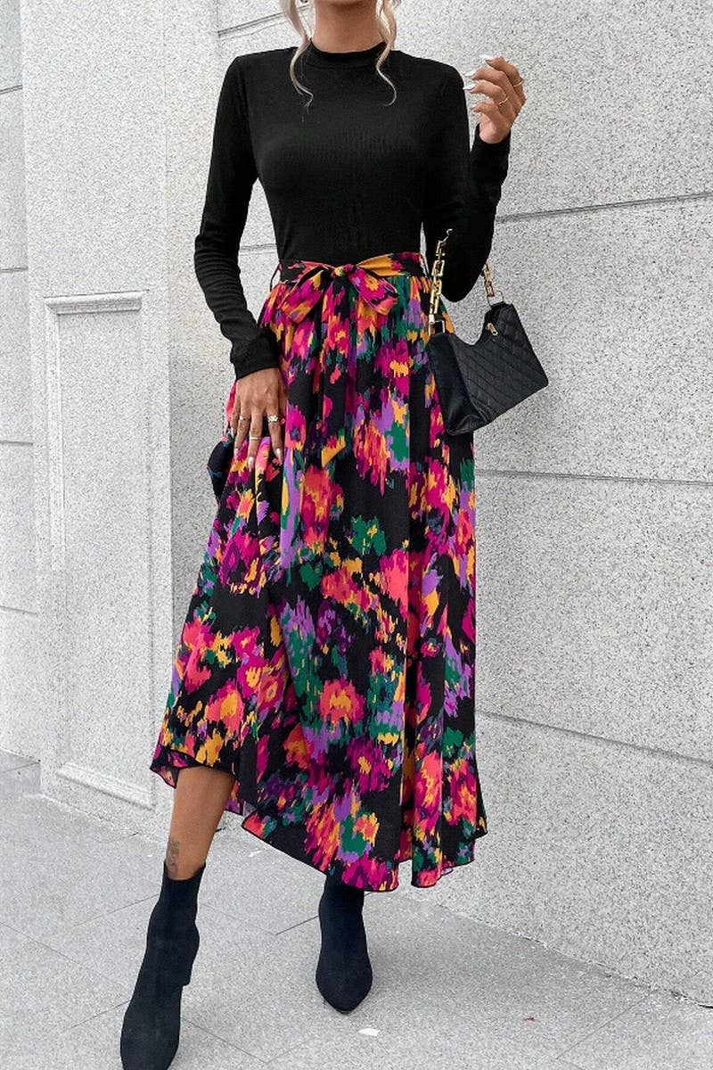 CWDMD00974_SLIM FIT AND ELEGANT COMMUTING PATCHWORK DRESS