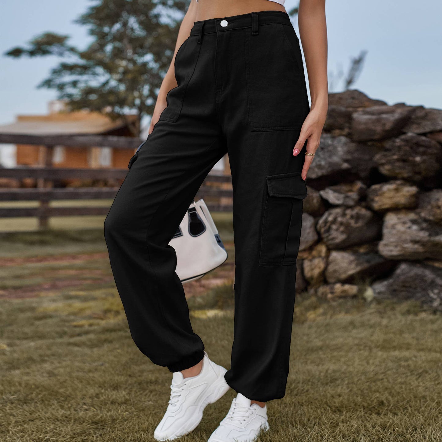 SEMI-ELASTIC PERSONALITY ALL-IN-ONE CARGO PANTS