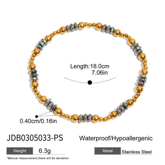 Punk Rock 18K Gold Black Silver Beaded Bracelet_CWAJE4810