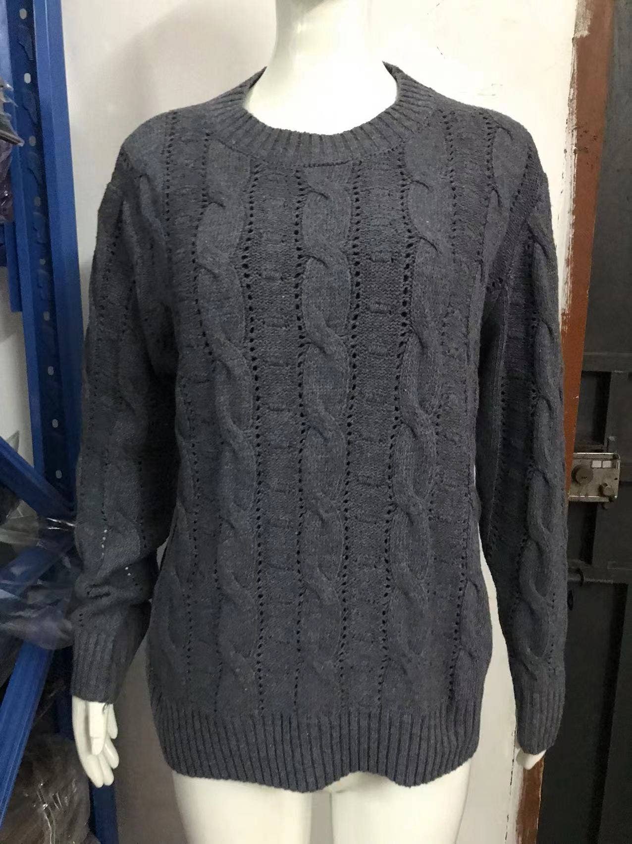 CWOSWL0815_ Long Sleeve Loose Neck Pullover Sweater