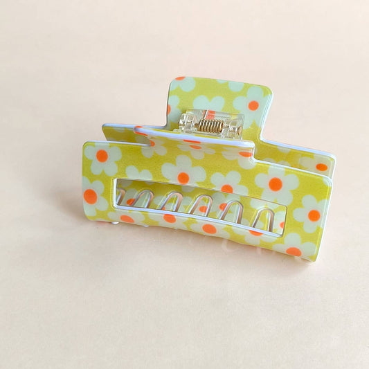 Dopamine Flower Square Hair Claw Clip, Cute Style_CWAHA1022