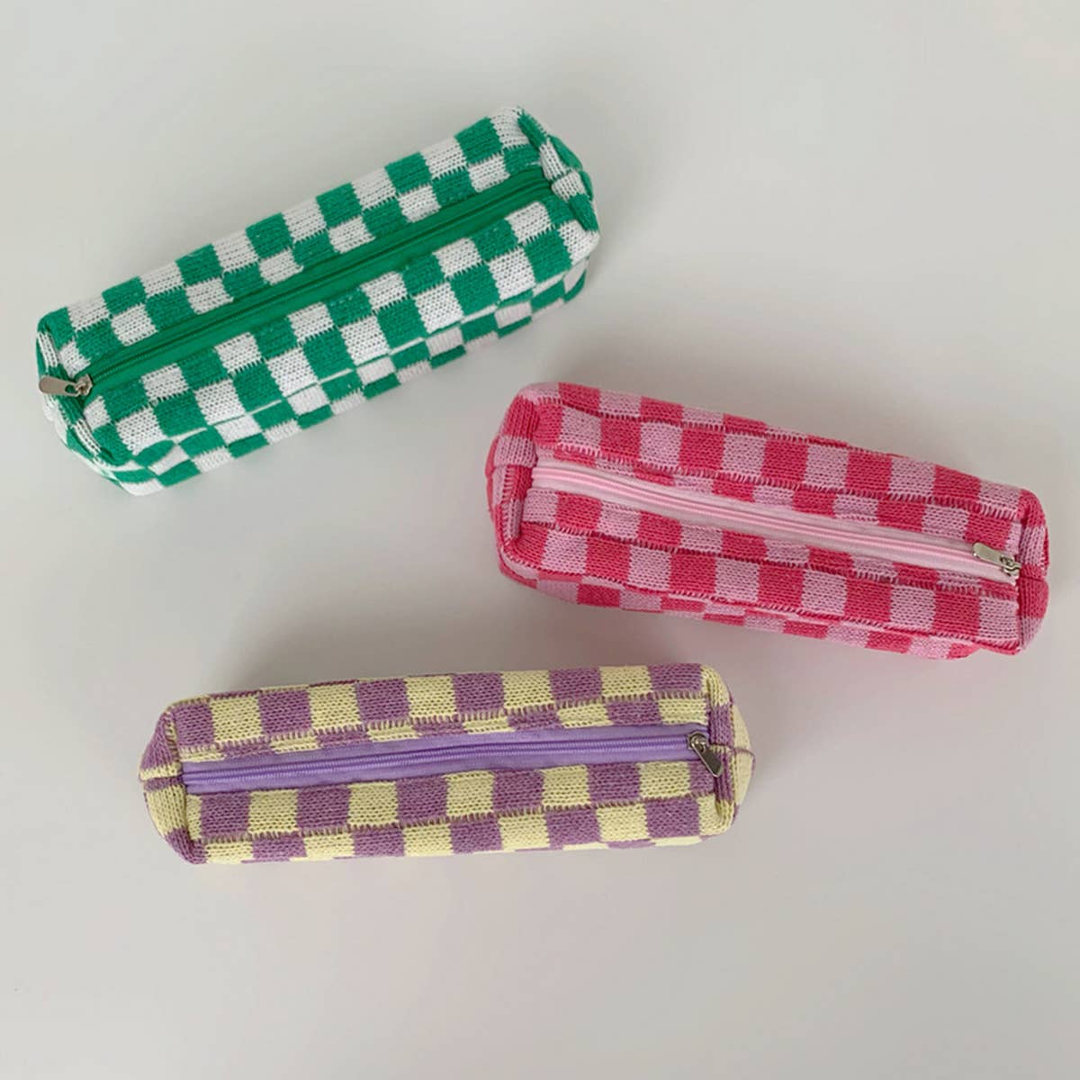 SIMPLE CHESSBOARD PLAID PENCIL CASE COSMETIC BAG_CWAB1042