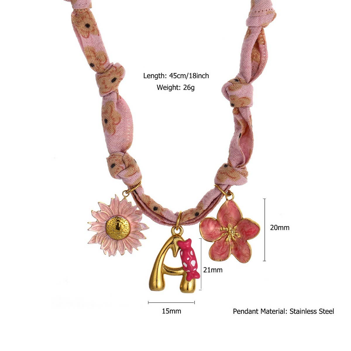 Colorful Scarf Necklace with Fruit Charms