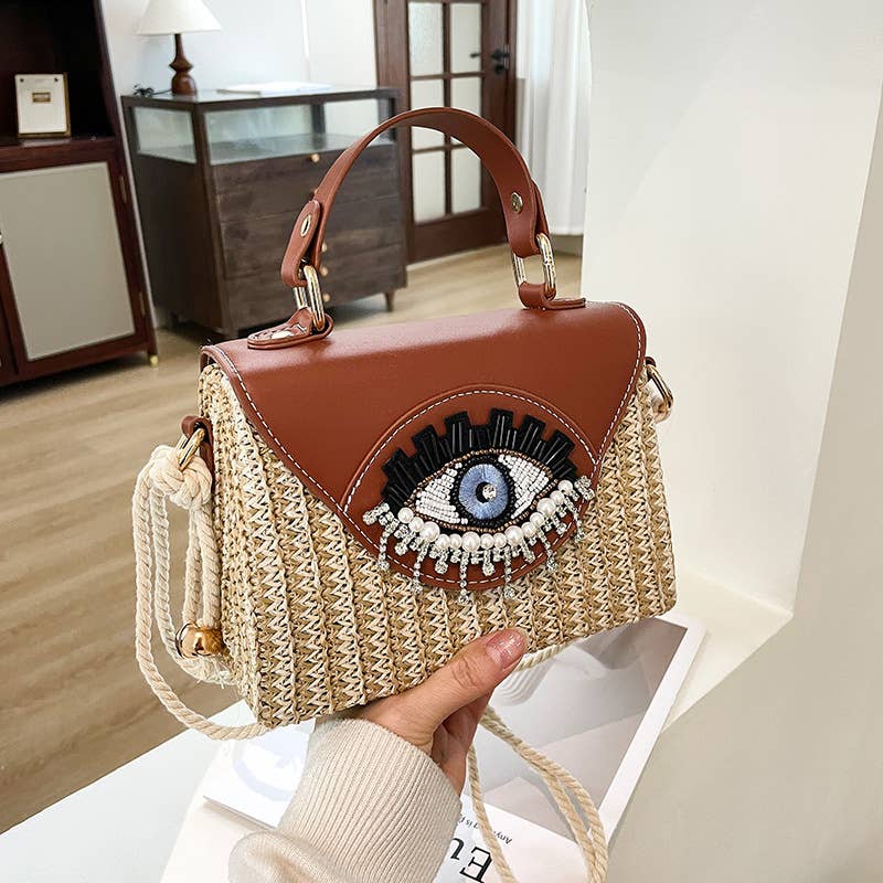cartoon with big eyes and funny crossbody handbag