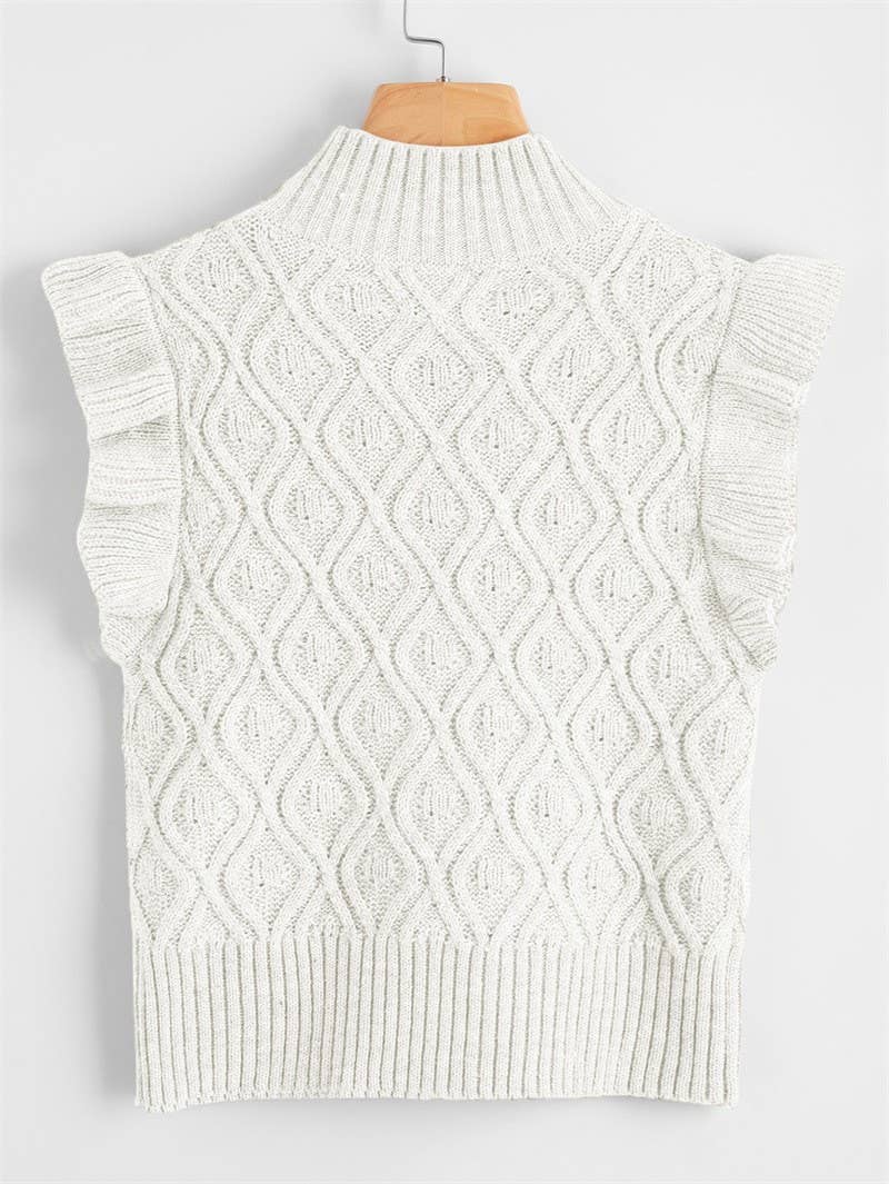 SLEEVELESS SOLID SWEATER WITH LOOSE TEMPERAMENT