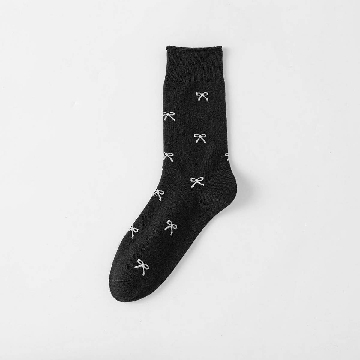 Cotton Bow Print Crew Socks