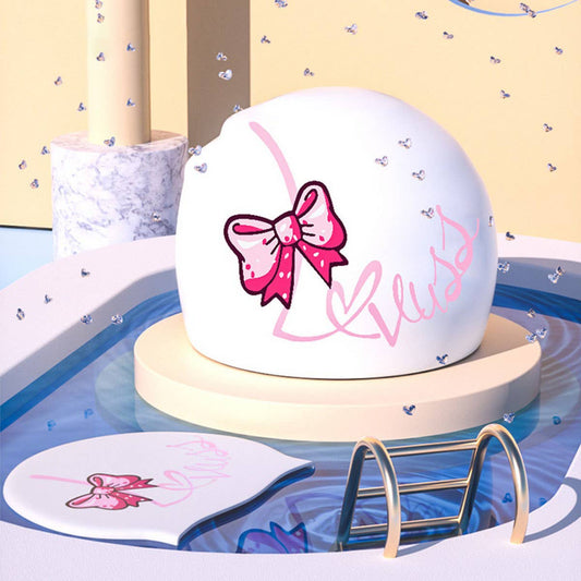 Silicone Swim Cap for Long Hair, Large Print