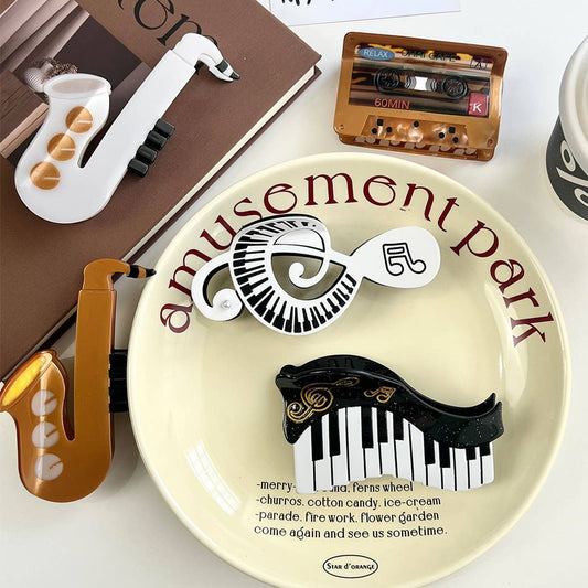 Music Note Hair Claw ? Acetate Piano & Sax Design