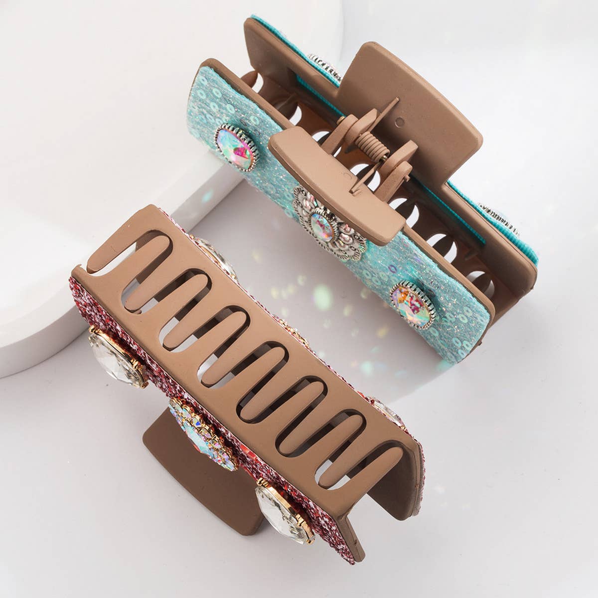 NEW RETRO DIAMOND SEQUIN HAIR CLIP GRAB CLIP_CWAHA1772