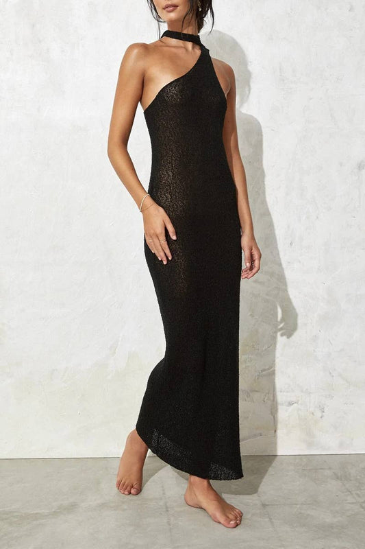 CWDMD5310_FASHION SEXY HOT GIRL HALTER NECK KNITTED DRESS