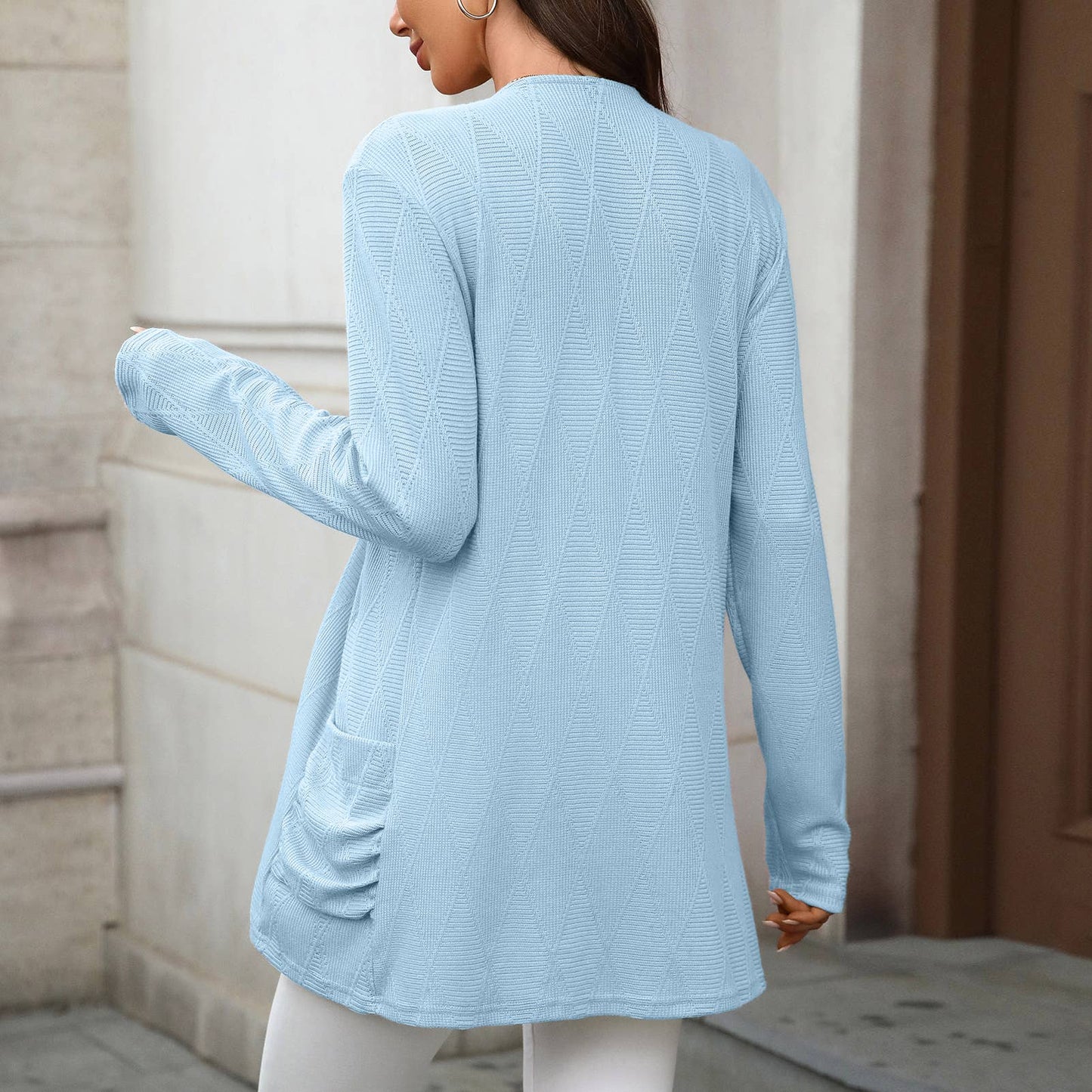 Light and solid color unbuttoned cardigan