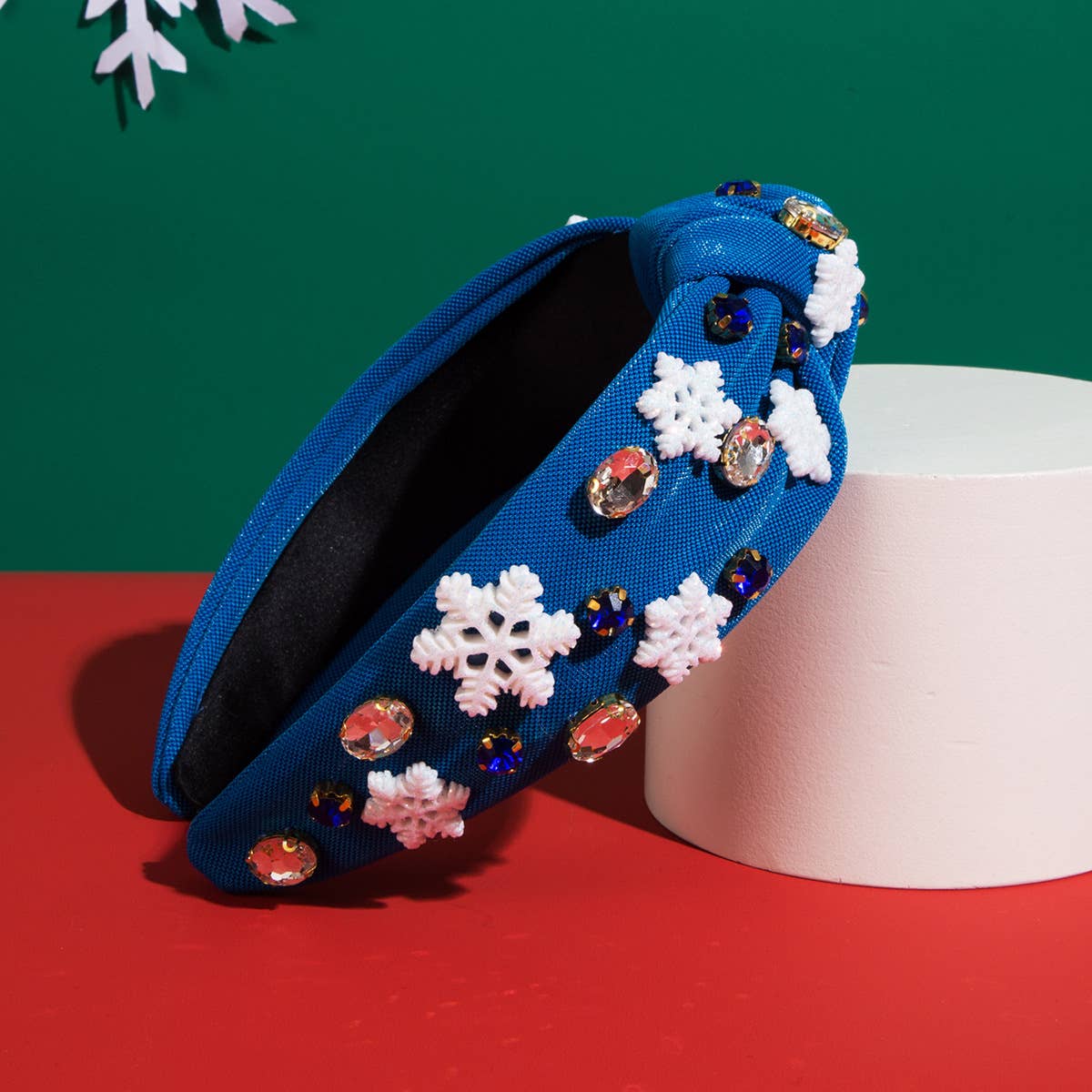 CHRISTMAS FABRIC HEADBAND WITH WIDE EDGE