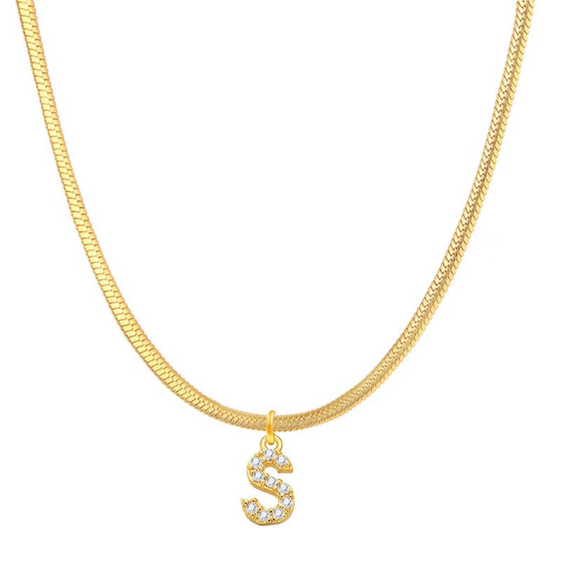 Titanium steel snake bone lock zircon pendant