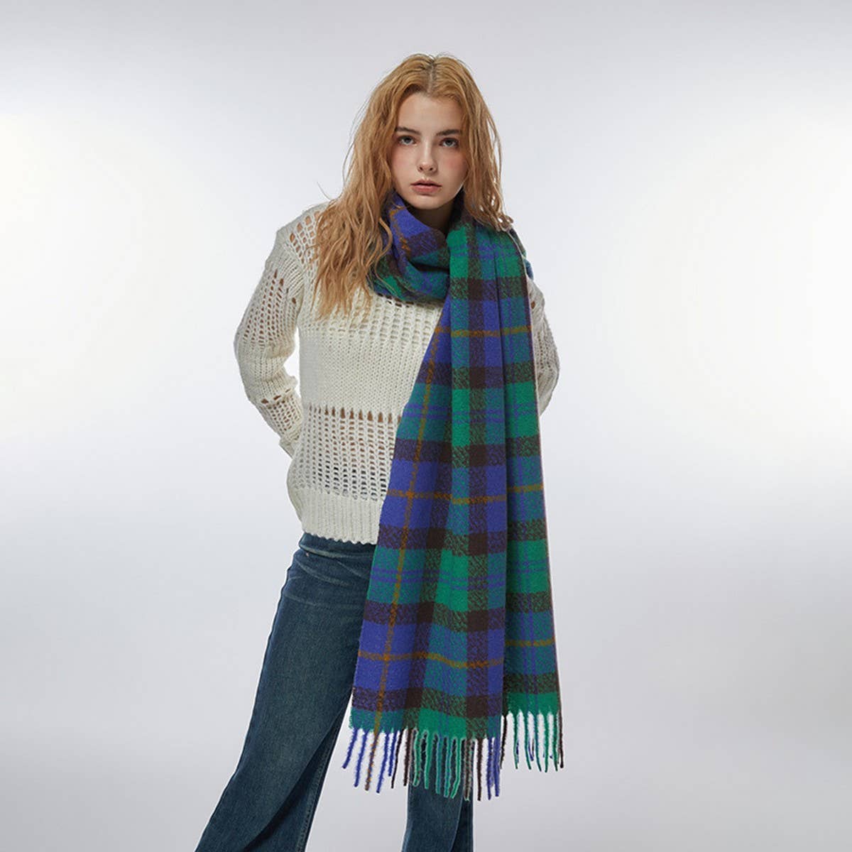 Vintage Plaid Scarf ? Soft Winter Wrap