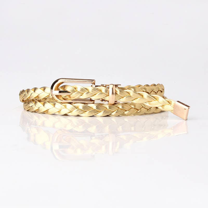 Fashionable ladies weave thin waist belts