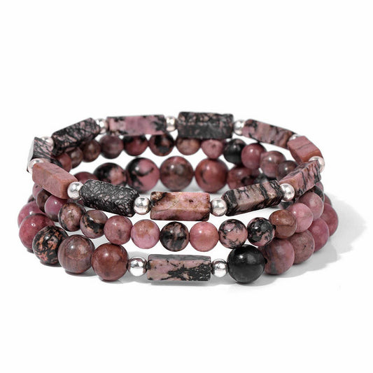 CWAJE4235_NATURAL STONE BEADS VINTAGE BRACELET SET