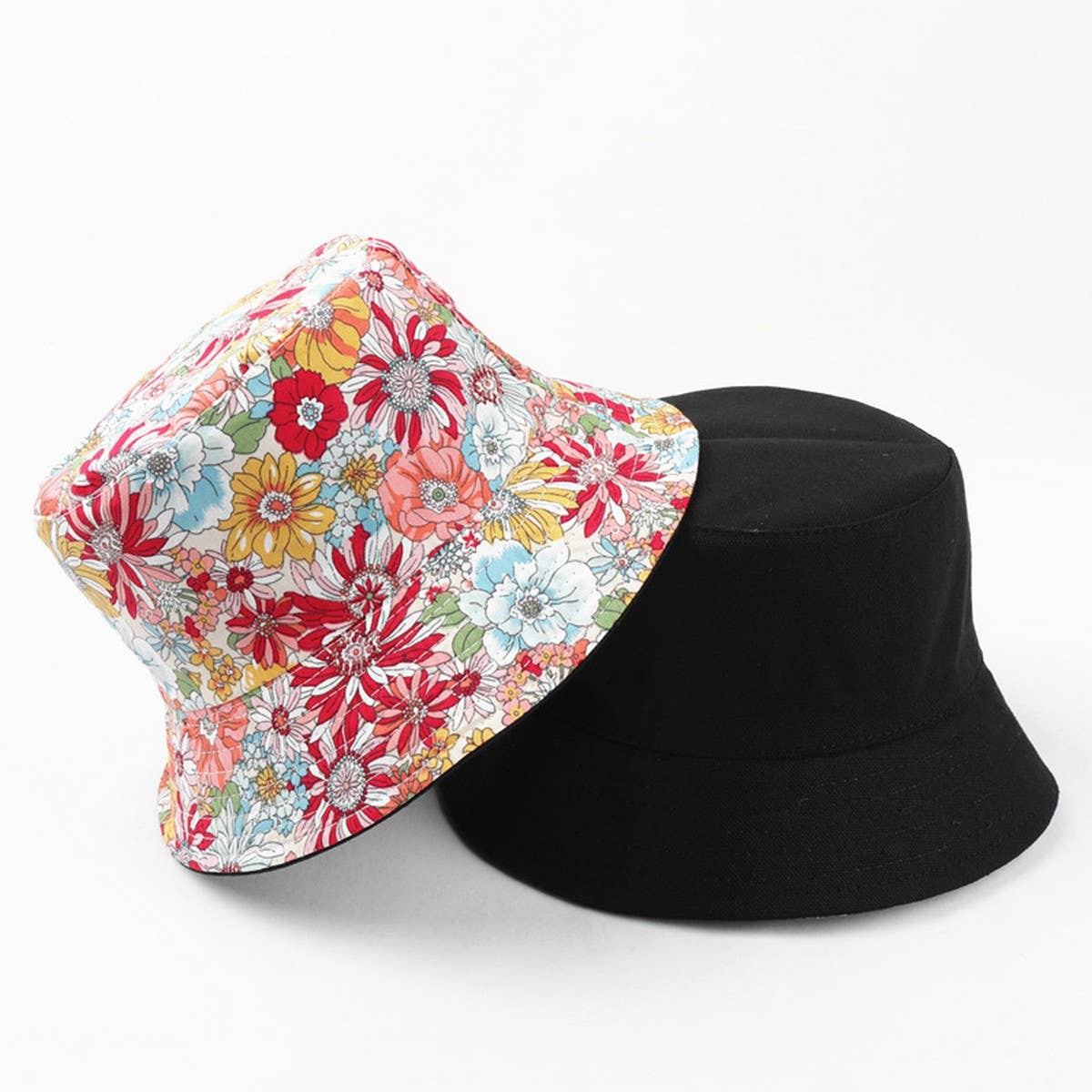 CWAH1507_FLORAL DESIGN REVERSIBLE COTTON BUCKET HAT