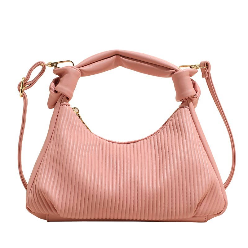 Simple pleated and creased single-shoulder bag