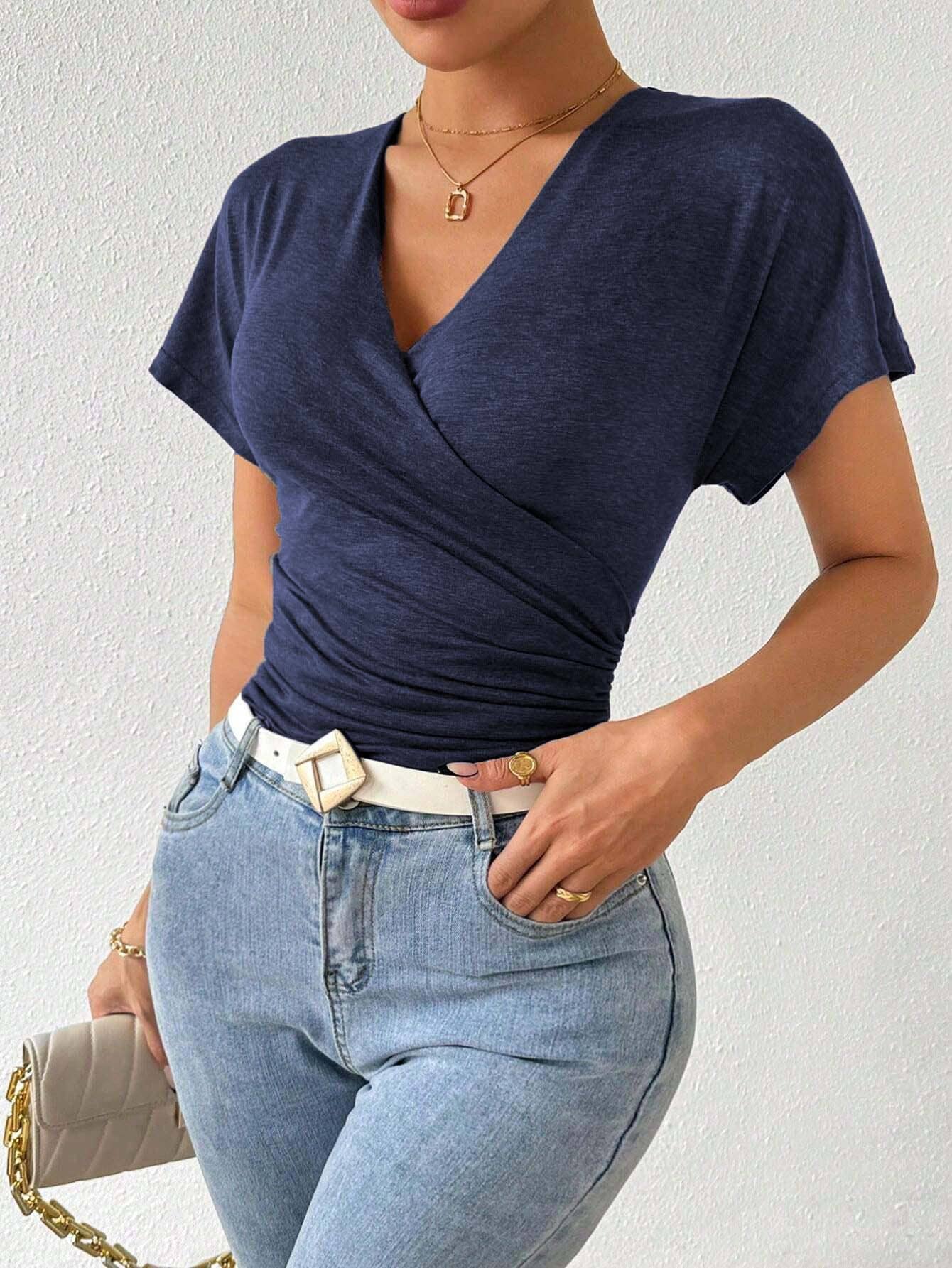 KNIT DEEP V DESIGN WITH WAIST PLEATS