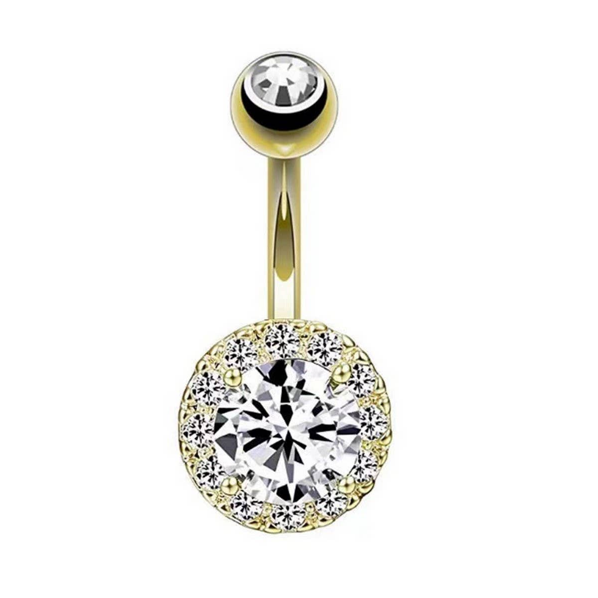 Elegant CZ Crystal Belly Ring Stainless Steel