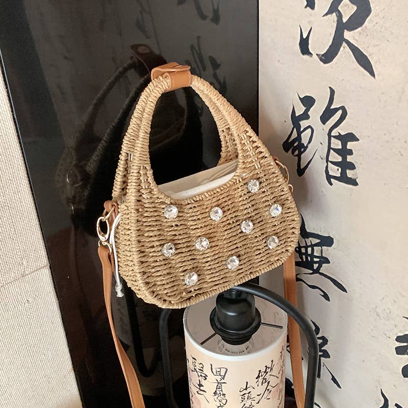 Rhinestone hand-held crossbody beach bag