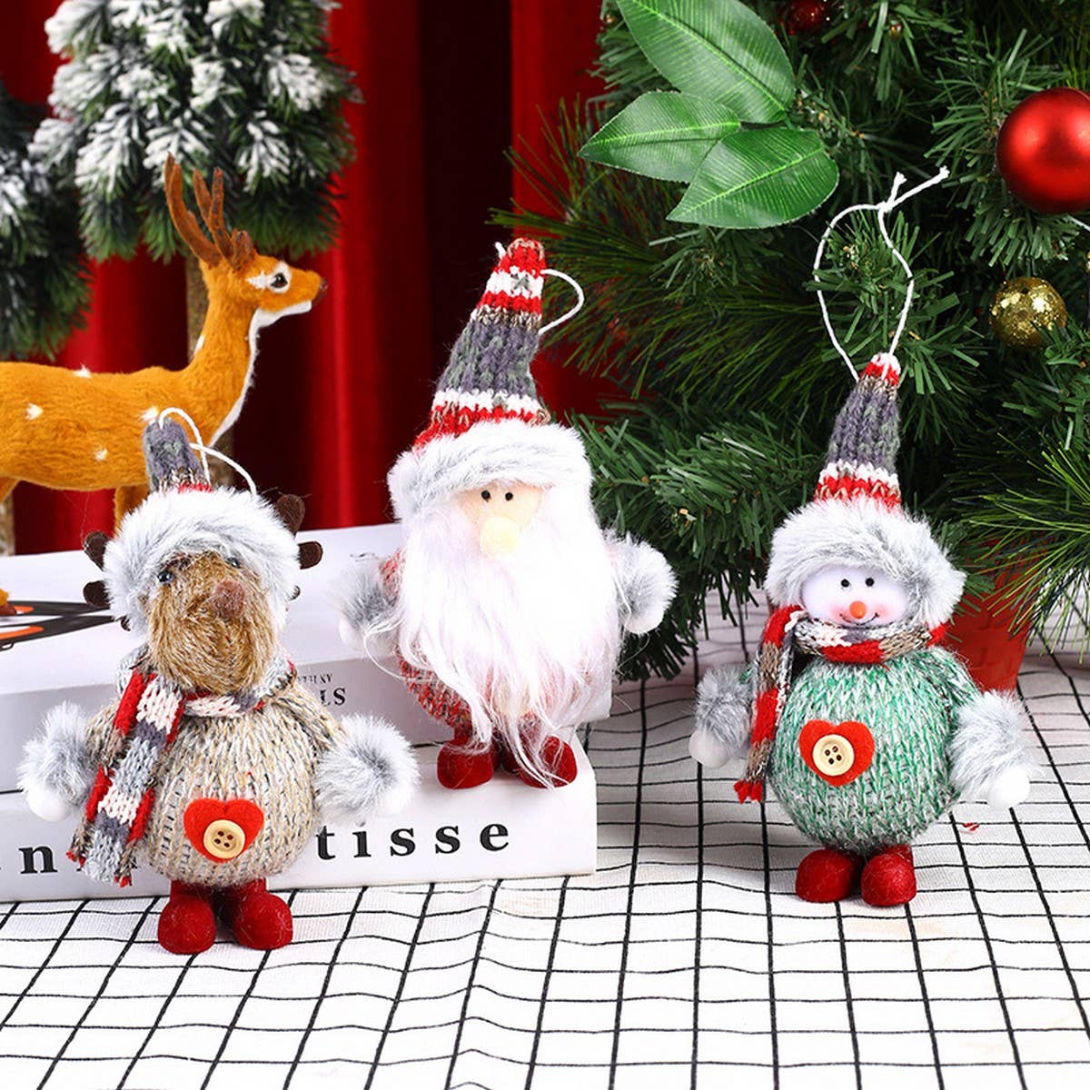 CHRISTMAS COLORFUL FABRIC FOAM PENDANT ORNAMENTS