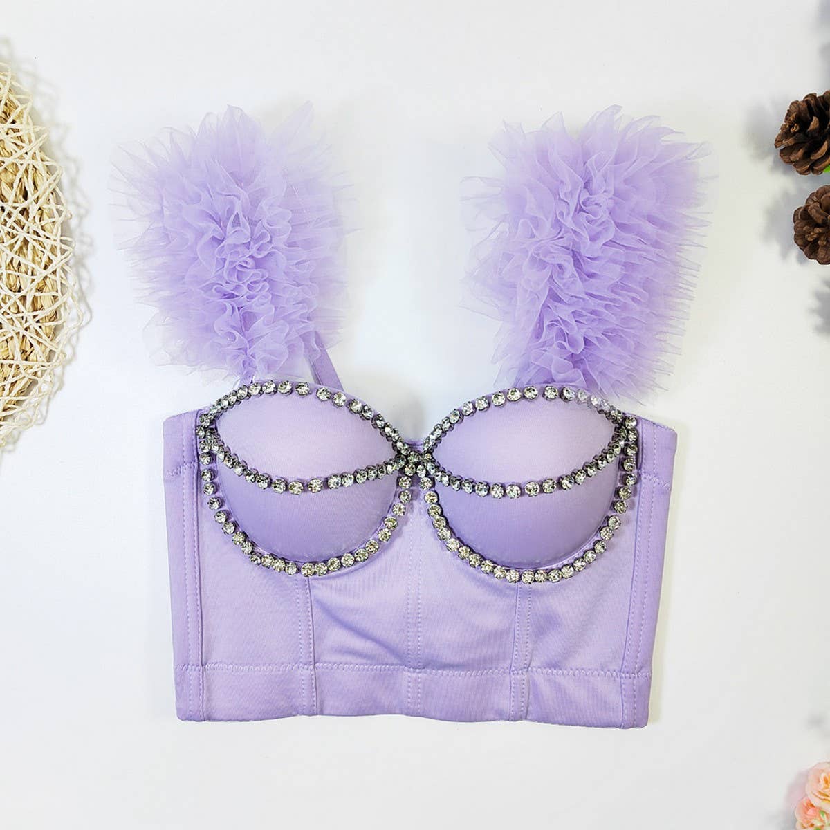 SWEET RUFFLE FITTED HERRINGBONE CORSET