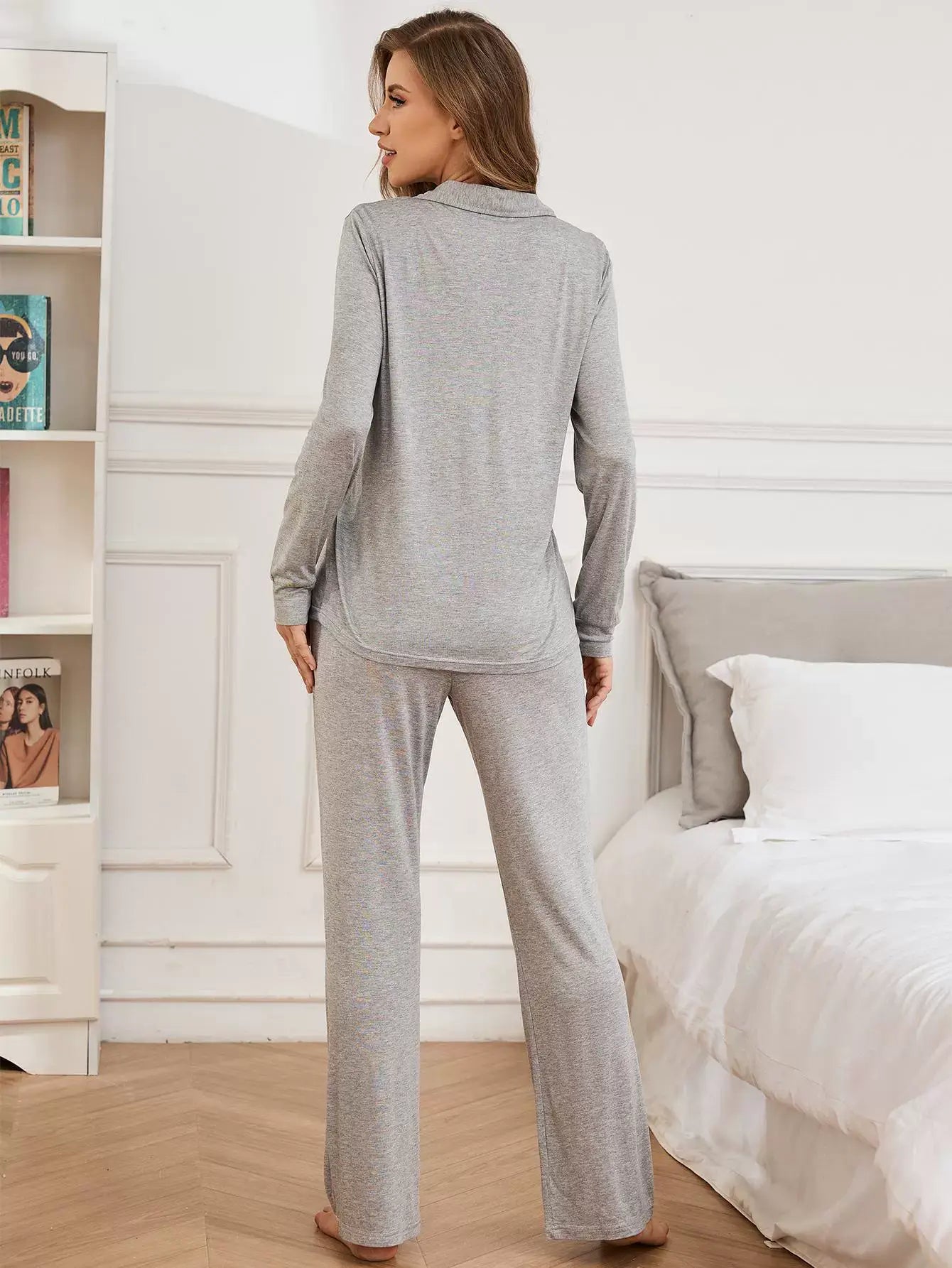 LONG-SLEEVED SHIRT TROUSERS TWO-PIECE HOME WEAR