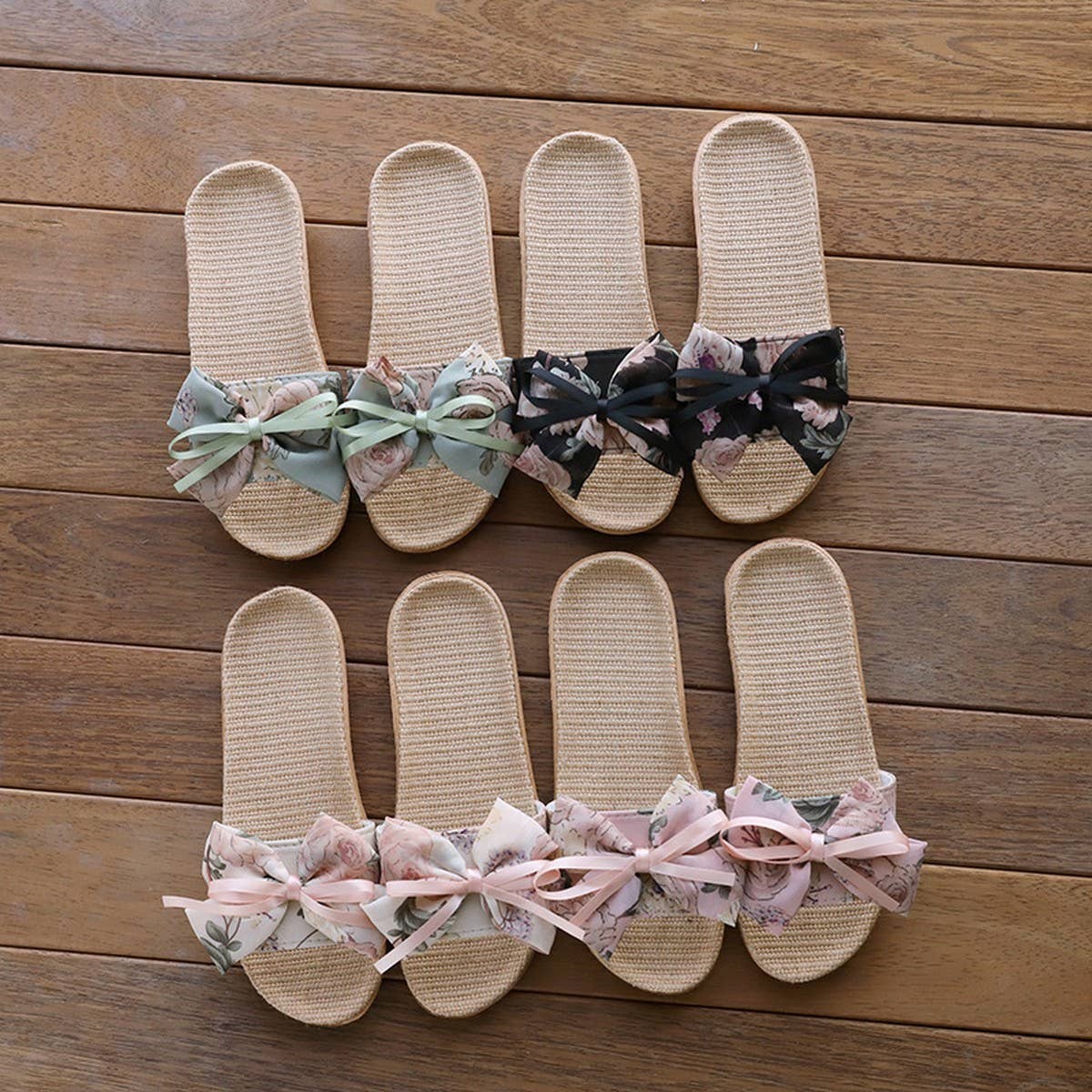 Linen House Slippers with Ink Wash Design