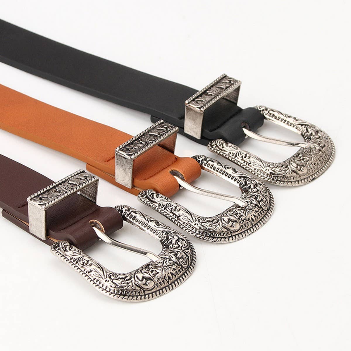 CLASSIC VINTAGE BUCKLE BELT WITH EMBOSSED_CWABE0388