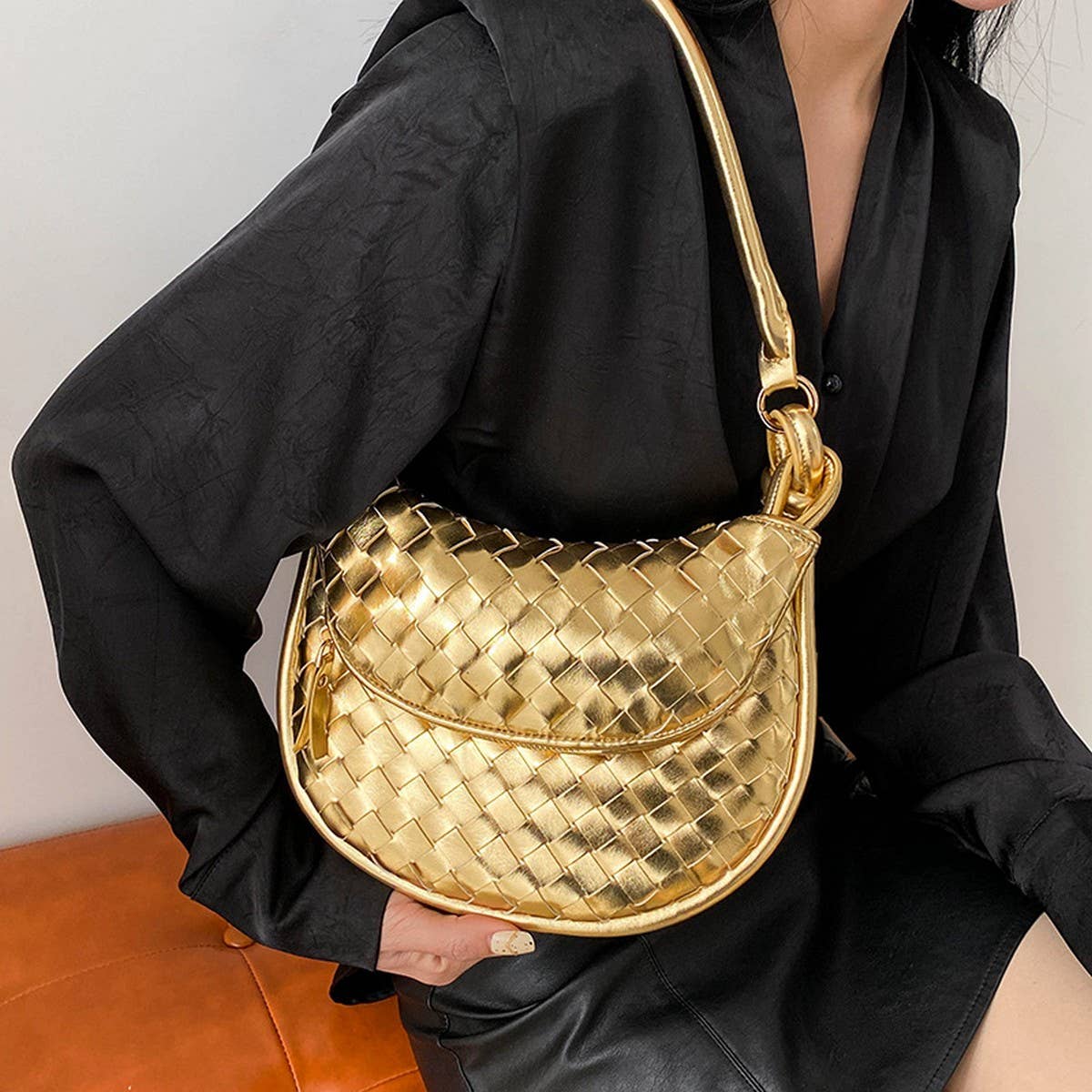HANDMADE STRAW BAG FASHION ONE-SHOULDER ARMPIT BAG_CWAB1912