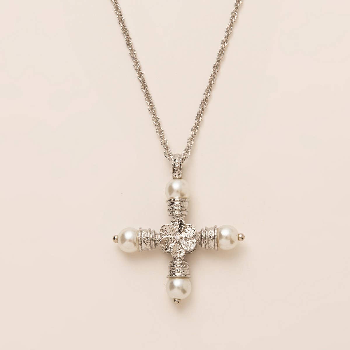 Personalized Pearl Zircon Cross Necklace_CWMM5307