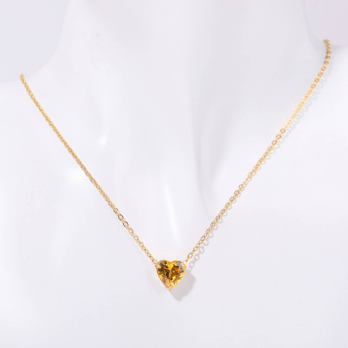 Stainless Steel Birthstone Heart Necklace_CWMM5667