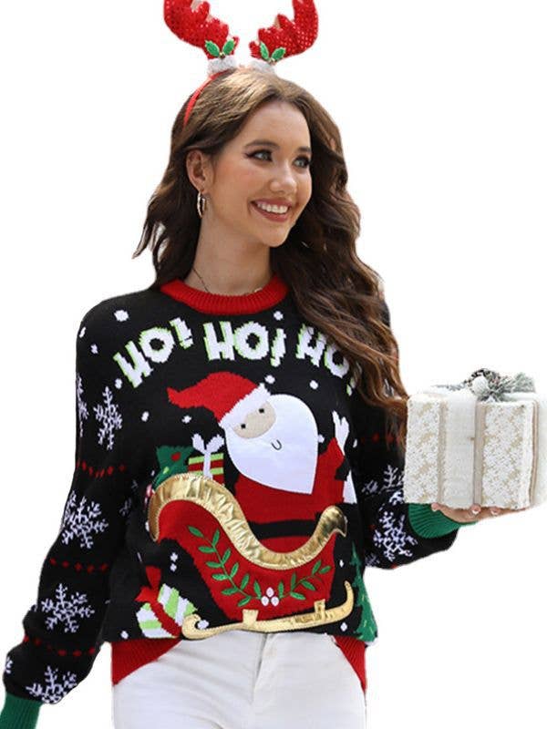 Sweet embroidered pullover Christmas sweater