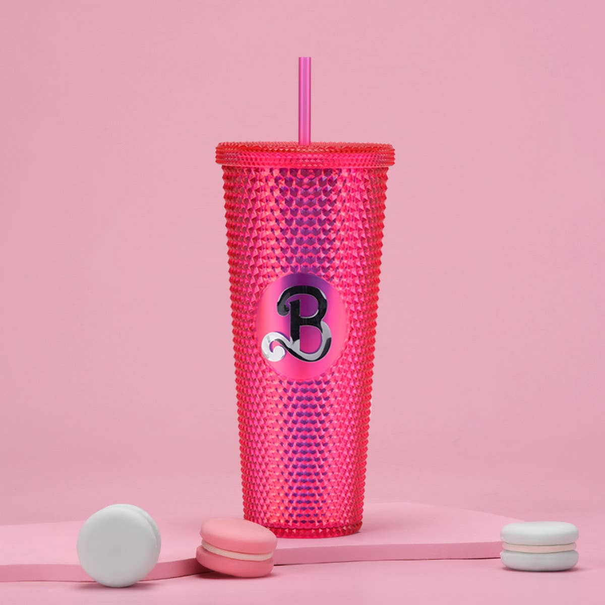 DOUBLE LAYER PORTABLE PLASTIC STRAW DIAMOND CUP