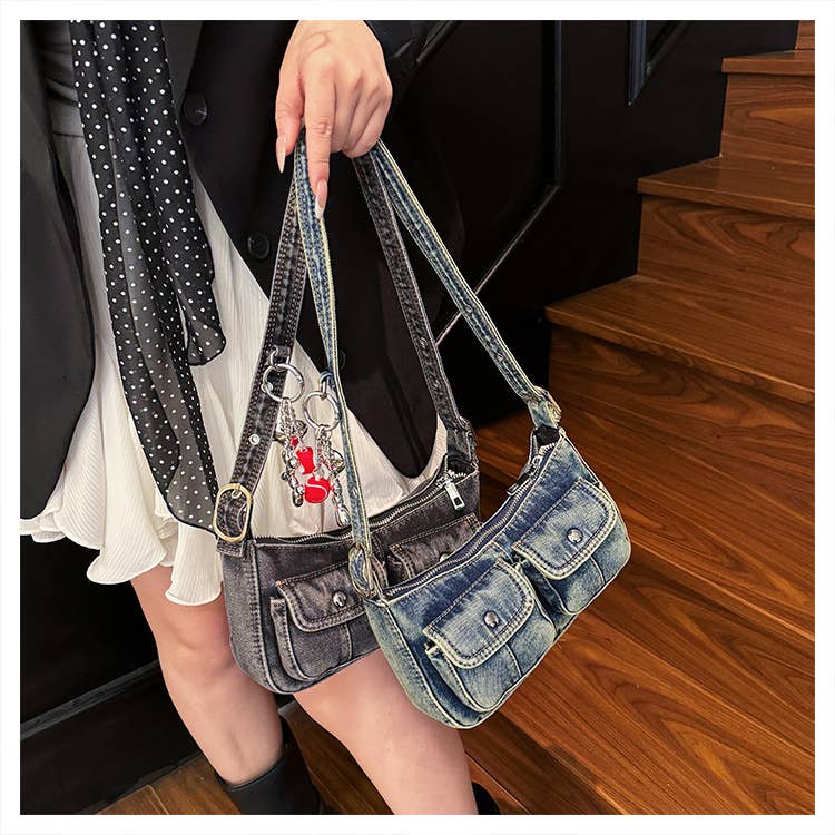 Fashionable denim single-shoulder crossbody bag