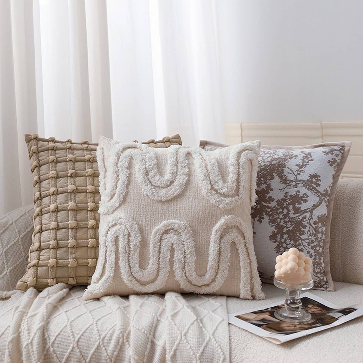 Cream Sofa Cushion Cover for Living Room & Bedroom